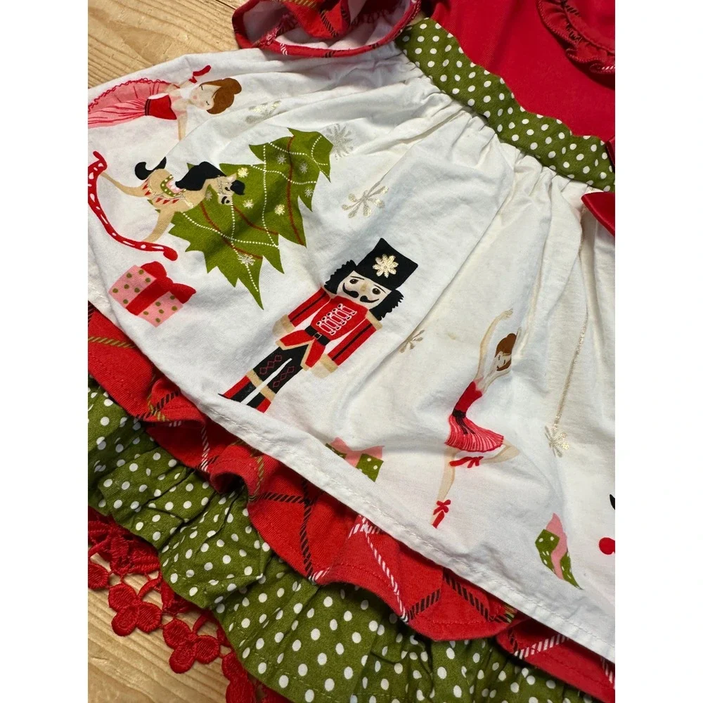 Counting Daisies Red Nutcracker Ballerina Christmas Holiday Dress Girls‎ 2T